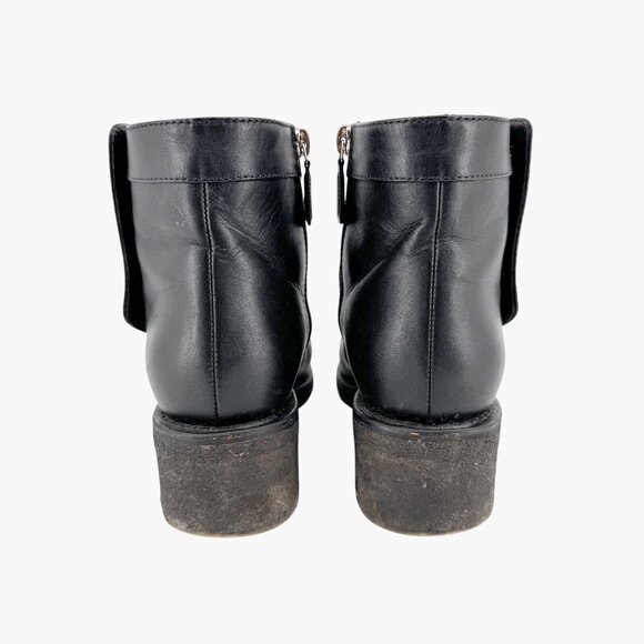 Chanel CC Turnlock Ankle Boot Size 36.5 US 5.5-6 Black Leather Moto Biker Bootie - Picture 7 of 15